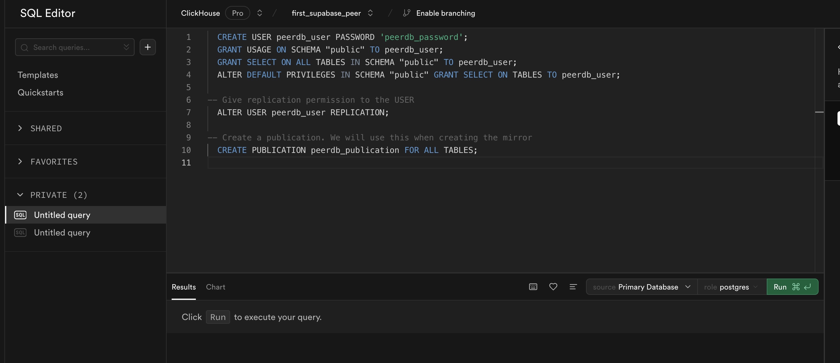 Команды для пользователя и публикации